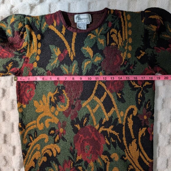 VINTAGE Art deco floral knit sweater - Picture 8 of 10